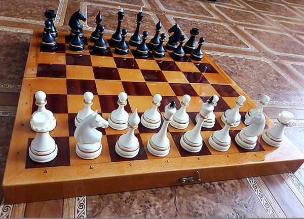 لوح شطرنج مع الاحجار