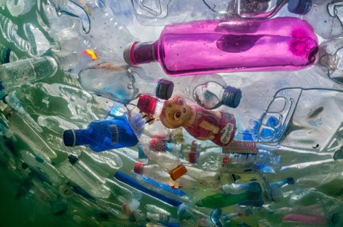 عبوات بلاستيكية في البحار والمحيطات